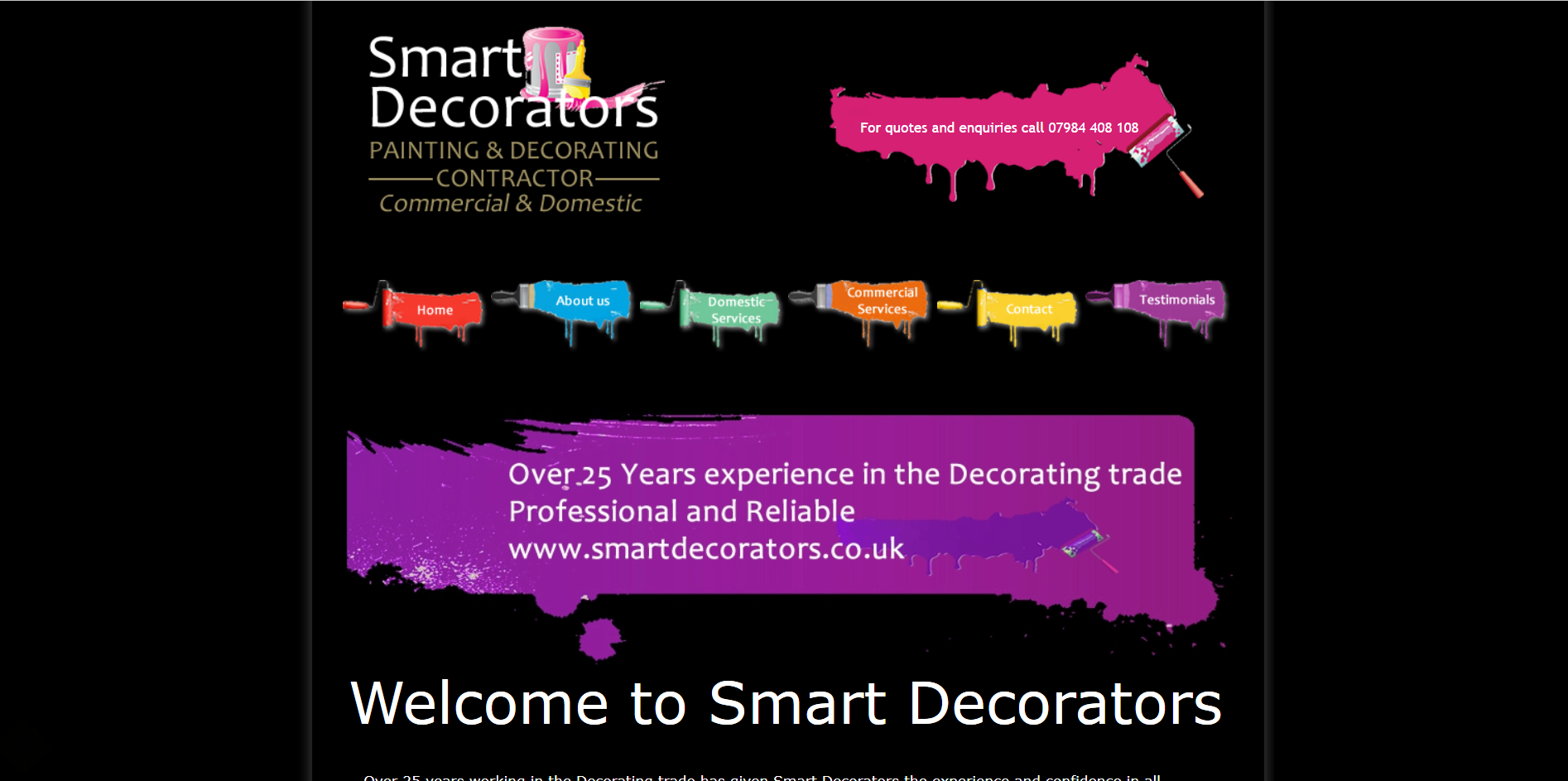 Sample of the design work on the Smart Decorators website